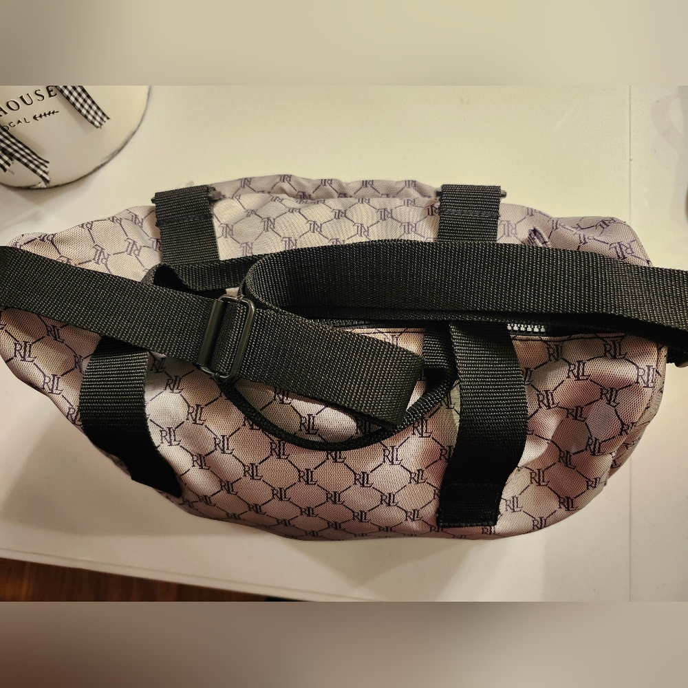 Lauren Ralph Lauren Weekender, NW PLASTIC TAG Gray/Blk, Double Handle + Strap - Picture 9 of 15